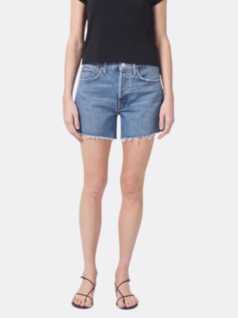 Agolde Light Blue High-Rise Denim Cutoff Shorts